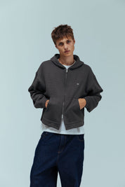 Asher Ribbed Hoodie - Grey