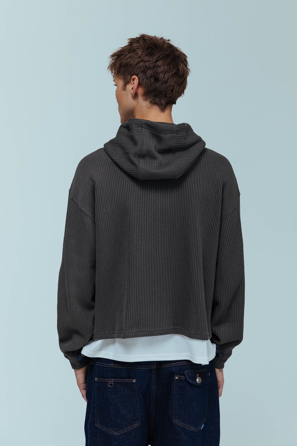 Asher Ribbed Hoodie - Grey