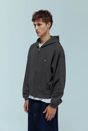 Ribbed Knit Hoodie - Grey