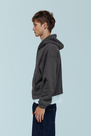 Ribbed Knit Hoodie - Grey