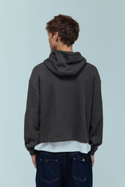 Ribbed Knit Hoodie - Grey