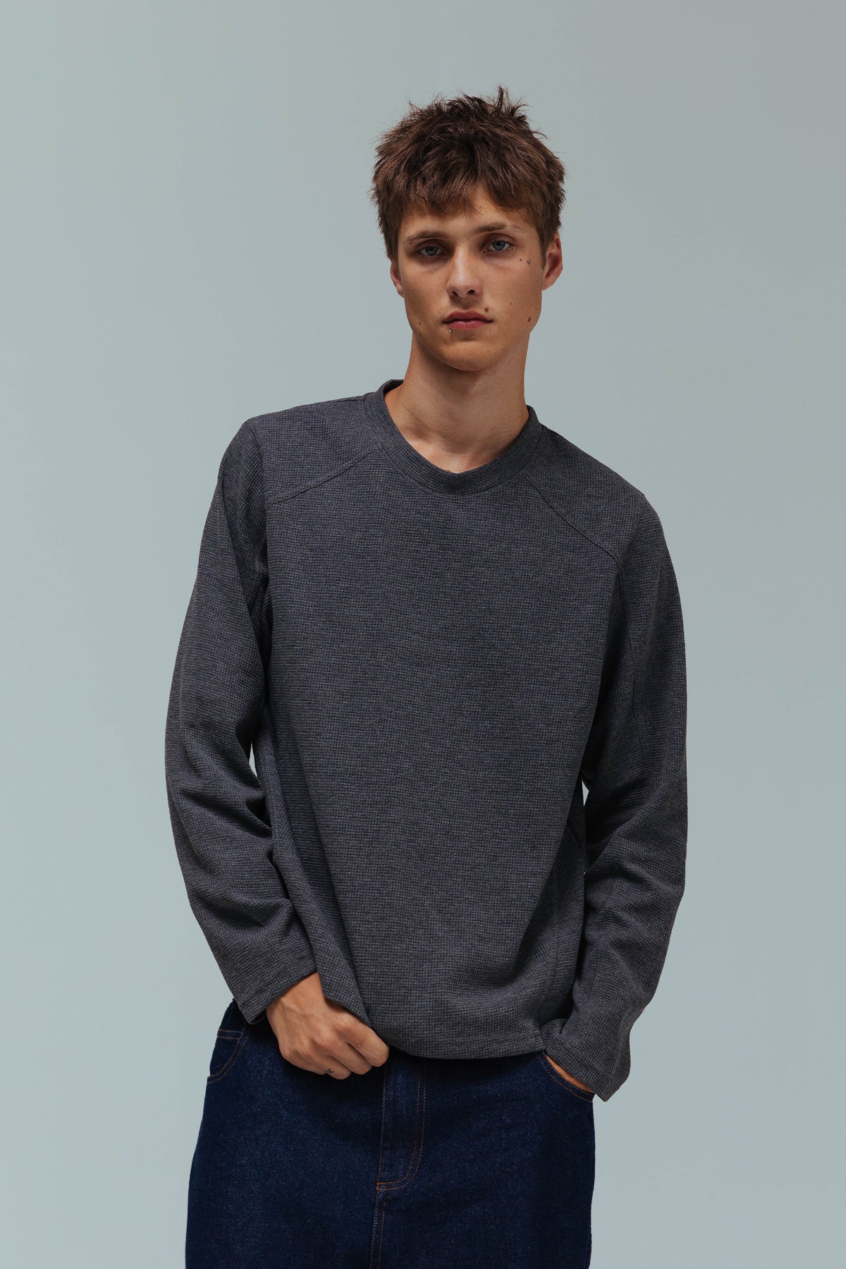 Waffle Raglan Long Sleeve Top